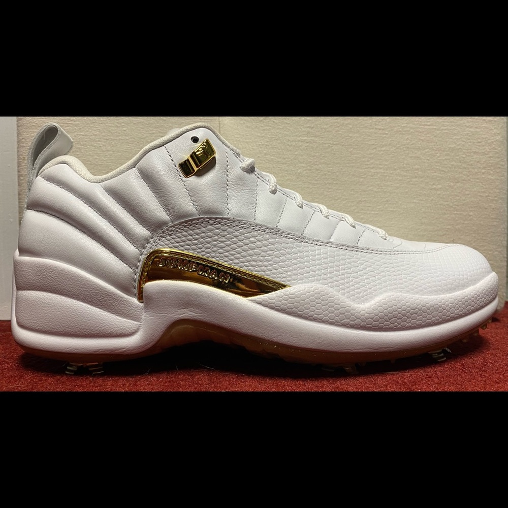 New Mens Nike Air Jordan 12 G Sz 9 Masters White Gold Golf Shoes DM0106 117
